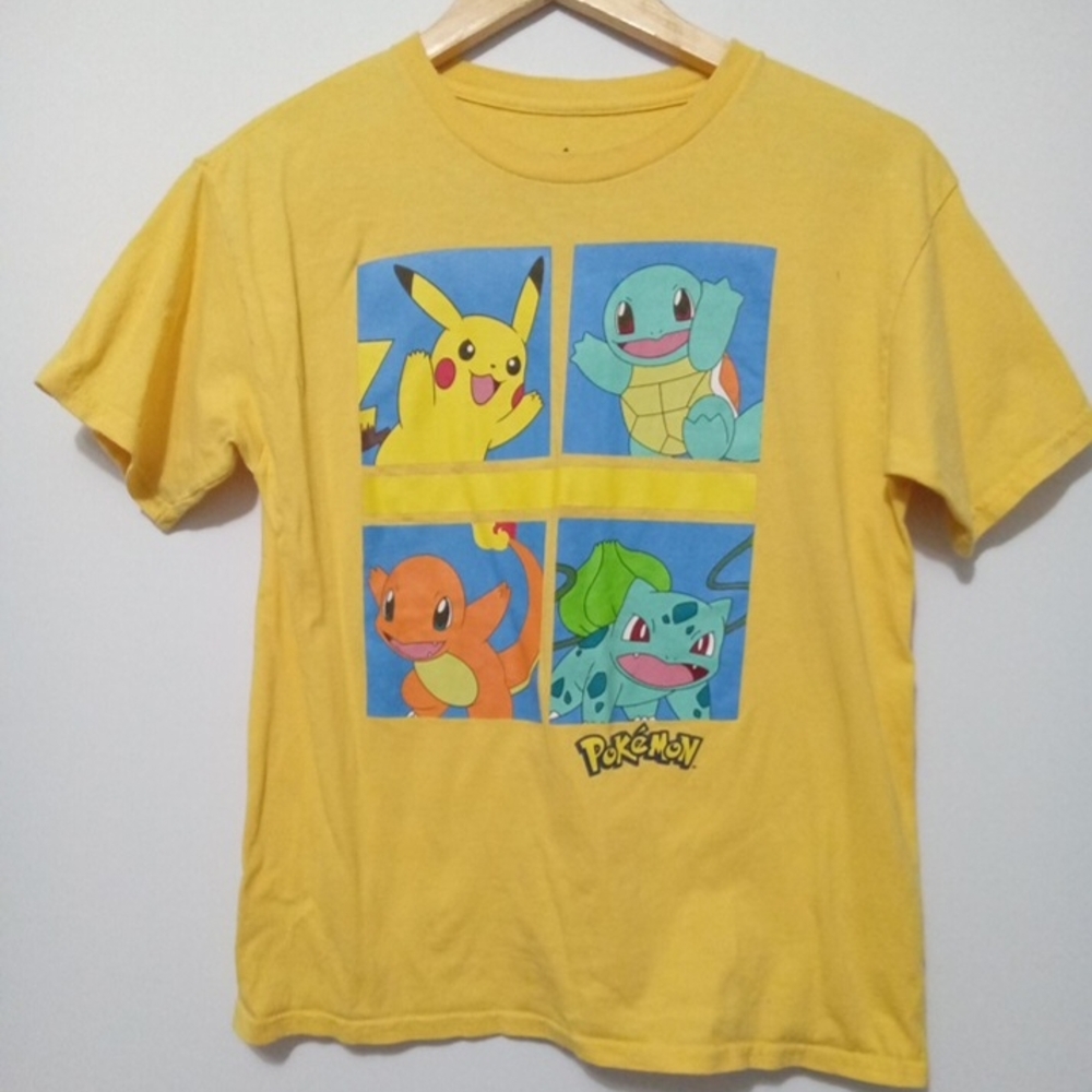 Pokémon Kids Graphic Tee - Pikachu & Kanto Starters - Yellow, Size L